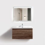 MUEBLE PARA BAÑO CON ESPEJO Y LAVAMANOS HAPPY 0.99x0.47x0.45M