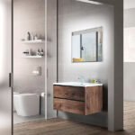 MUEBLE PARA BAÑO CON ESPEJO Y LAVAMANOS SLICE 0.89x0.47x0.50M